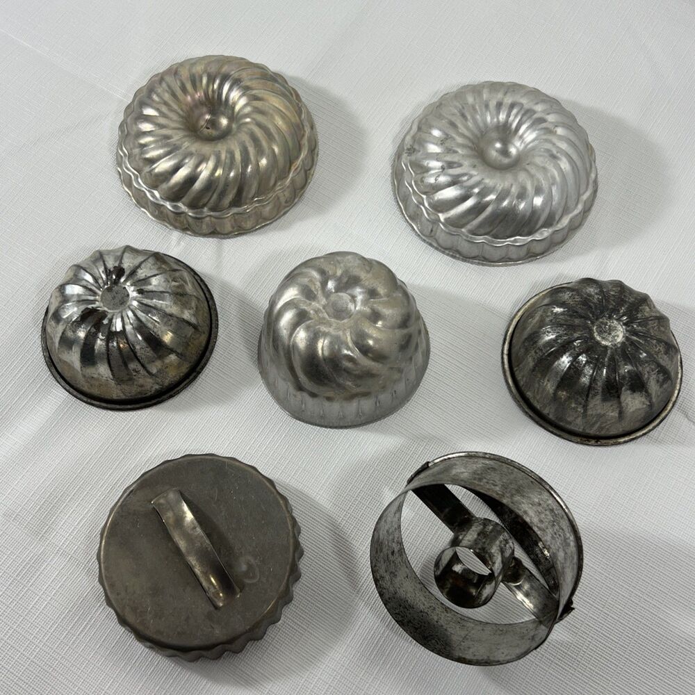 Vintage Aluminum Metal Cookie Cutters and Baking Molds - Lot of 7